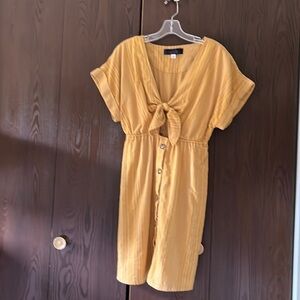 Blue Rain gold with white striped dress. Size Large